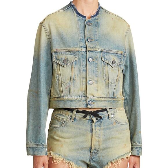 Maison Margiela Vintage Wash Blue Denim Jean Jacket Size 12 New Retails $1245